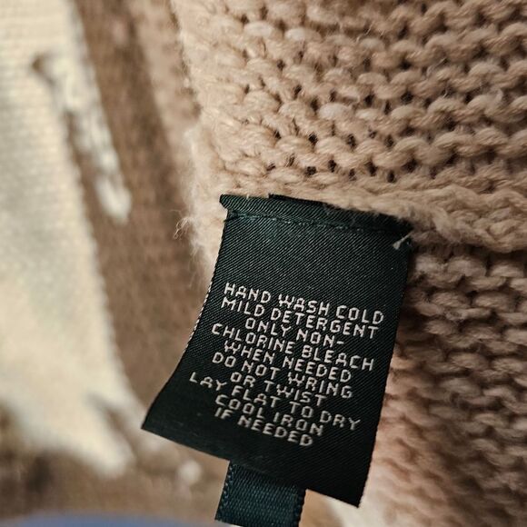 Ralph Lauren Neutral Aztec Southwest Western Wool Blend Poncho Cardigan Size L - Picture 6 of 12